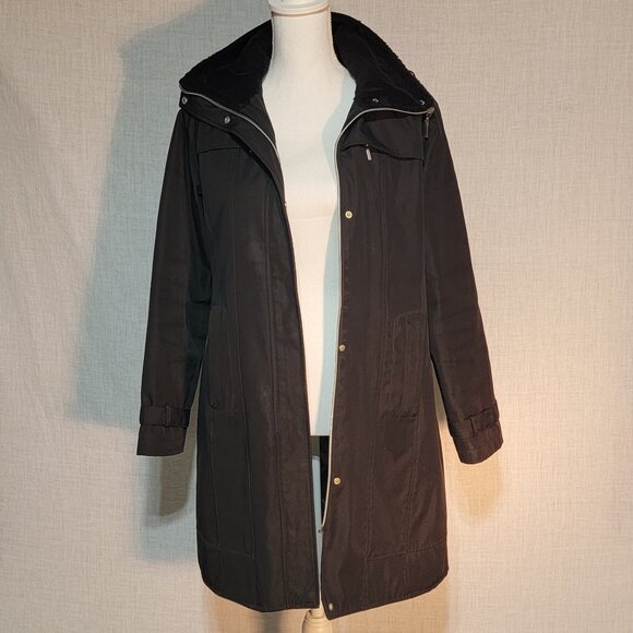 BLACK WOMEN'S WINTER RAINCOAT/ALL-PURPOSE COAT W/HOOD WEATHERPROOF BRAND - Picture 1 of 8
